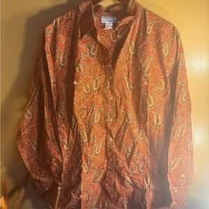 Jones New York Sport Orange Paisley Shirt